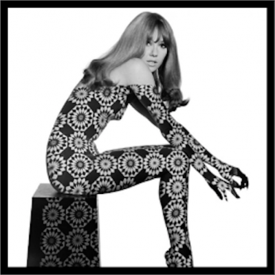 Patterned projection on model, poster